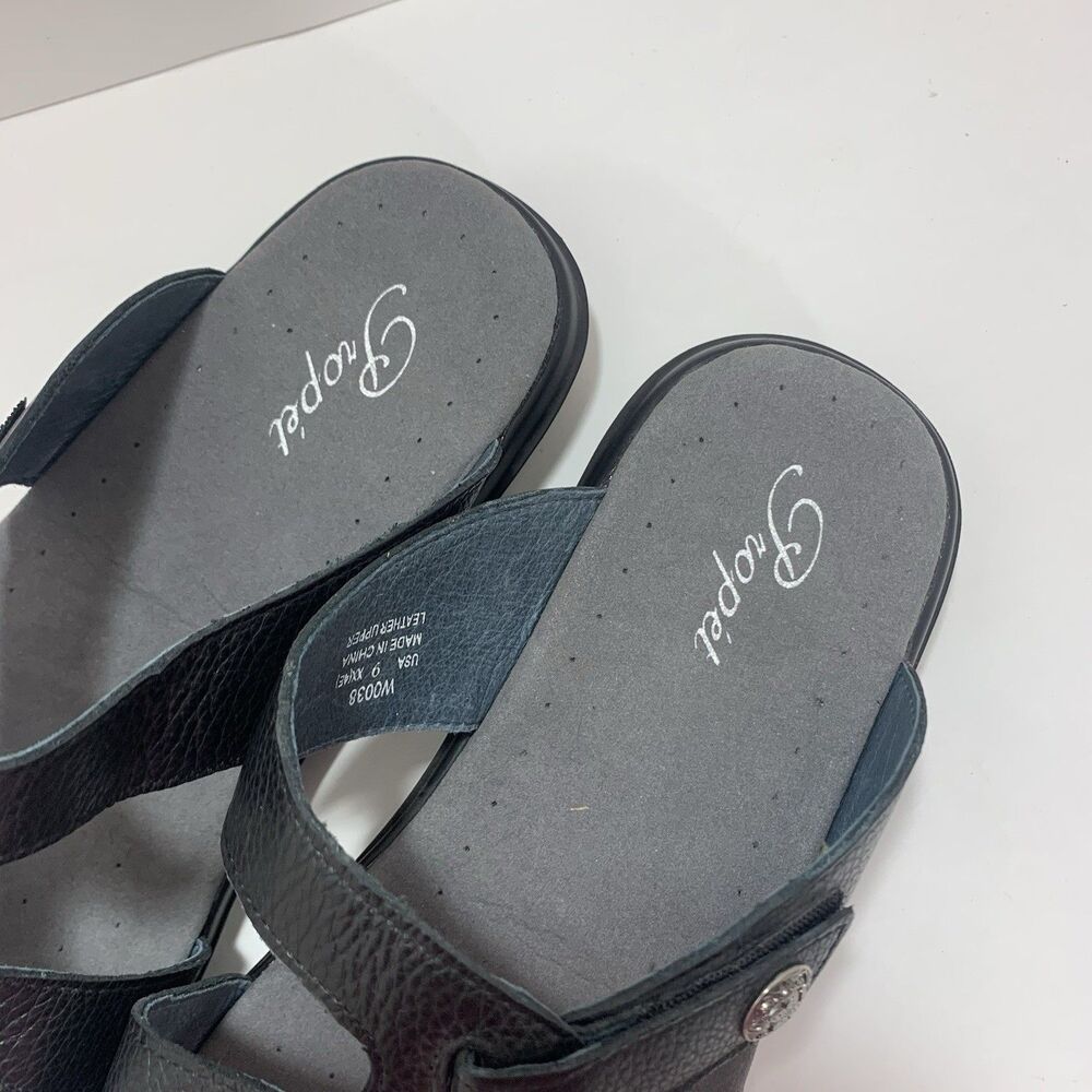 Propet Black Leather Slide Adjustable Strap Slides Size 9 Women’s EUC - Picture 7 of 13